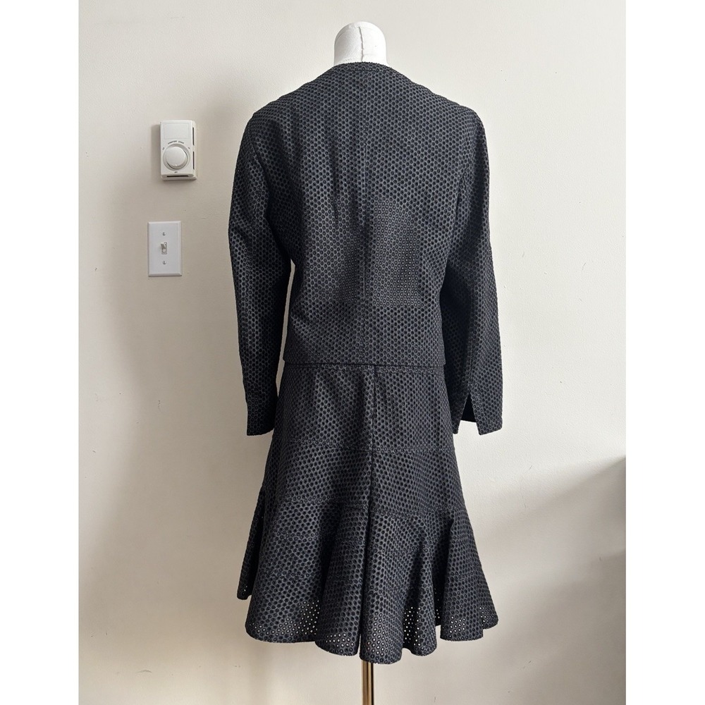 Akris Punto Size 8 Skirt Suit Set 2 Piece Gray Office Designer Luxury Cotton - Picture 11 of 11
